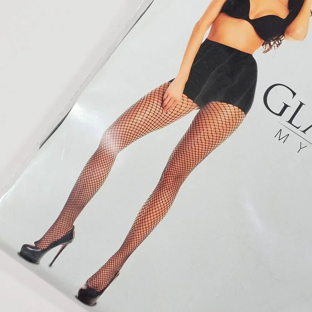 Glamory Hosiery Mesh Black Classic Fishnet Tights Size L US 14-16